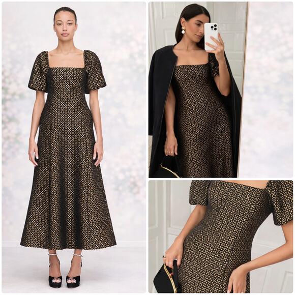 Hill House Dresses & Skirts - Hill House Home The Matilda Midi Dress Metallic Brocade Size S New